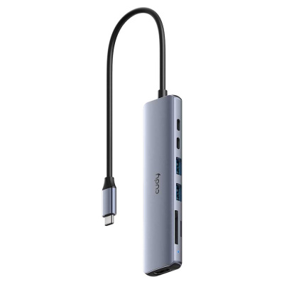 Концентратор USB-C Cudy UH407 7 в 1 с поддержкой HDMI 4K и слотами для карт памяти SD и TF