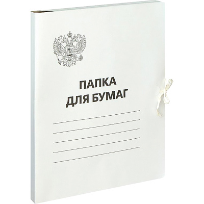 Папка для бумаг с завязками OfficeSpace, Герб России, картон немелованный, 300г/м2, белый, до 200л.