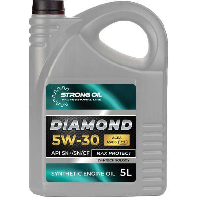 Масло STRONG OIL DIAMOND ENGINE 5W-30 SN/SN+ синтетика, канистра 5 л, API SN+/SN/CF, ACEA A5/B5,C3
