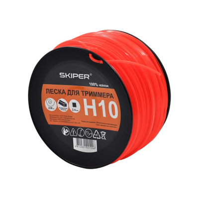 Леска H10 2.4 мм, 236 м, квадратное сечение, оранжевый, БОБИНА SKIPER 00-00007954