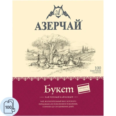 Чай АЗЕРЧАЙ "Premium collection" чёрный, 100 пакетиков в конвертах по 1,8 г, 415234