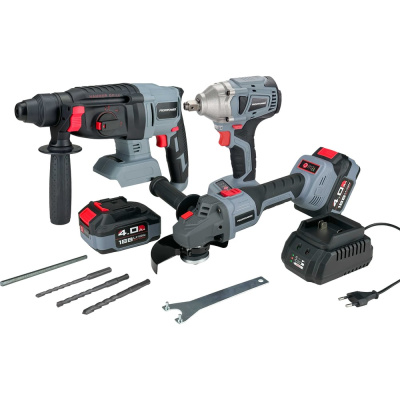Аккумуляторный бесщеточный набор 3в1 Profipower УШМ MKDGA-18V, гайковерт MKDTW-18V, перфоратор MKDHR-18V