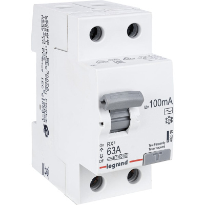 Выключатель дифференциального тока Legrand Rx3 100ма 63а 2п Ac