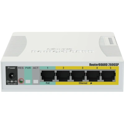 Коммутатор MikroTik RB260GSP CSS106-1G-4P-1S 1xSFP, 5Gigabi, PoE