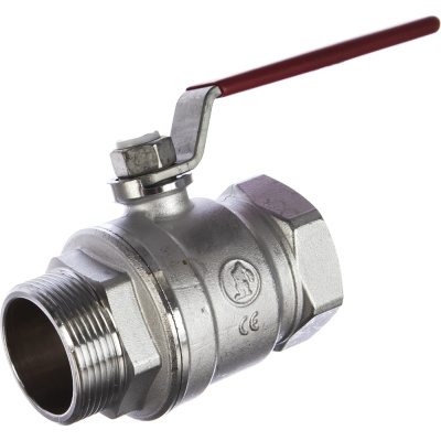 Шаровой кран Giacomini R254DL 1 1/2", внутренняя/наружная, ручка-рычаг красный, хромированный