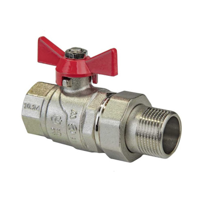 Кран шаровой с полусгоном KROMWELL ручка-бабочка, 3/4" внутренняя - наружная резьба