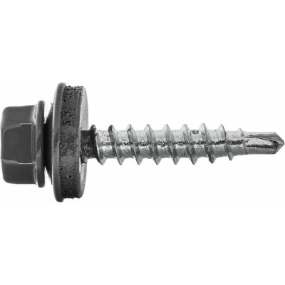 Саморез кровельный Zitar сверло, 5,5x19 RAL-7024 графит серый 60 шт. коробка с ок