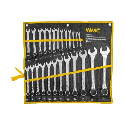 Набор комбинированных ключей WMC TOOLS 25 пр., на полотне