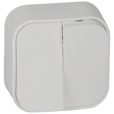 Переключатель Legrand двухклавишный Legrand Quteo IP20 10A 250В винтовые зажимы накладной монтаж белый
