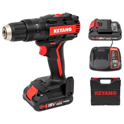 Аккумуляторная ударная дрель-шуруповерт KEYANG DM18BL-W (Set) – Полный комплект для беспрерывной работы