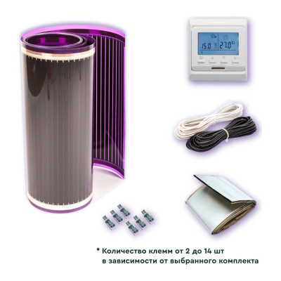 Комплект саморегулируемого теплого пола VIOLET FLOOR ptc 130 7 кв.м, ширина 0.5 м (с программируемым терморегулятором)