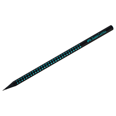 Карандаш ч/г Faber-Castell "Sparkle Black" B, трехгранный, заточен., черный/голубой металлик