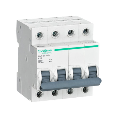 Автоматический выключатель (АВ) Systeme Electric City9 Set C, 25 А, 4 Р, 6 kА, 400 В