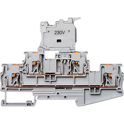 Клемма двухъярусная для установки предохранителя CONTA CPT 4/2/2 HESILED 230V-20, (упак 20 шт) 00-00014075