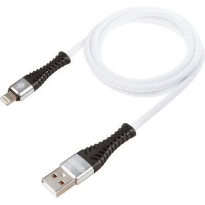 Кабель SKYWAY usb - lightning, 10w, в мягкой оплетке, белый, 1м