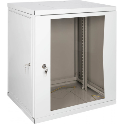 Настенный разборный шкаф КДДС 19", 15U, стеклянная дверь, 600x600, серый