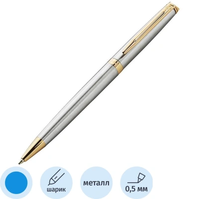 Ручка шариковая WATERMAN HEMISPHERE S0920370 сталь с позол лин сред чер син