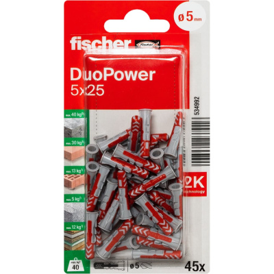 Дюбель Fischer DUOPOWER (45 шт.) 5X25