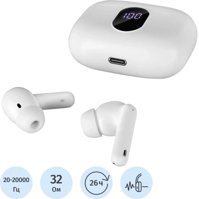 Наушники Sven E-310B, белый, Bluetooth, TWS, ANC, ENC
