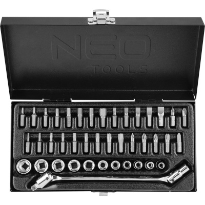 Набор сменных головок NEO 1/4 41 шт 08-603 позволяет быстро демонтировать или установить стандартный крепеж NEO Tools