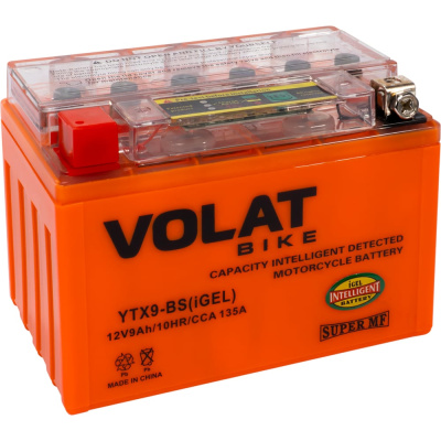 Мотоаккумулятор 12V 9Ah YTX9-BS(iGEL) L+ для мотоцикла, скутера, гидроцикла, квадроцикла