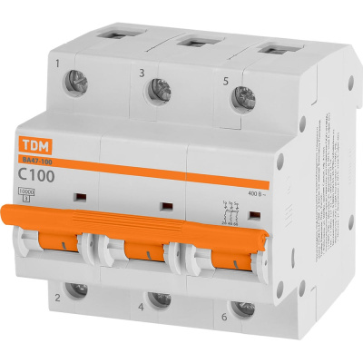 Автоматический выключатель TDM ELECTRIC ВА47-100 3Р 100А 10кА С