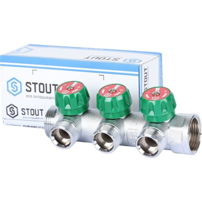 Регулирующий коллектор STOUT 1", 3 отвода 3/4" ЕК
