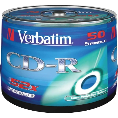 Носители информации CD-R, 52x, Verbatim Extra Protection, Cake/50, 43351