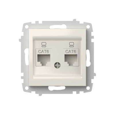 Розетка компьютерная двойная (Cat 6) Elbi Zena Vega белый M+K