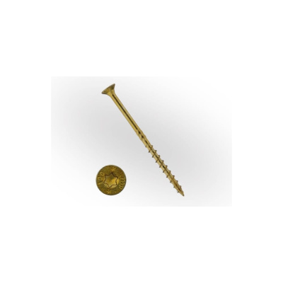 Саморез конструкционный ЖЕСТЬ потай, Torx, желтый цинк, 5x70, 60 шт., контейнер