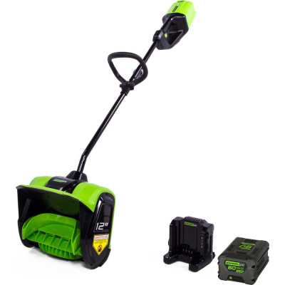Комплект: Снегоуборщик аккумуляторный Greenworks GD60SSK4, 60V, 30 см, бесщеточный, c 1хАКБ 4Ач и ЗУ