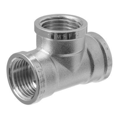 Тройник латунный никелированный 1/2" в/в/в MPF