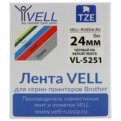 Лента для PT D600/2700/P700/P750 Vell VL-S251 Brother TZE-S251 319969