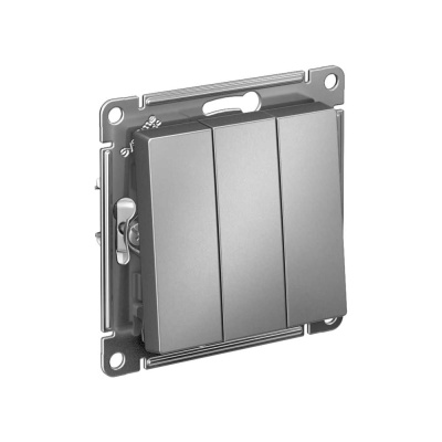 3-клавишный выключатель Systeme Electric AtlasDesign Сталь сх.1+1+1, 10АХ, механизм SE