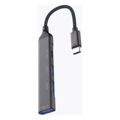 Мульти Хаб PERO MH04, USB-С/USB-A TO USB 3.0 + 6xUSB 2.0, серый MH04GR