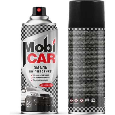 Аэрозольная эмаль по пластику Mobicar 520 мл, чёрный матовый 0527-02 MC