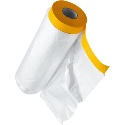 DeltaRoll Укрывная плёнка с малярной лентой, прозрачная, 3.5 м x 20 м