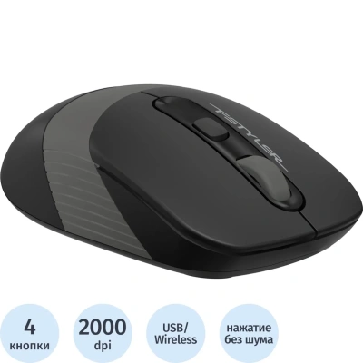 Мышь беспроводная с бесшумным кликом A4TECH Fstyler FG10S, USB, 4 кнопки, оптическая, 1204030