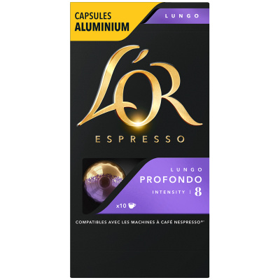 Кофе в алюминиевых капсулах L'OR Espresso Lungo Profondo для кофемашин Nespresso, 10 порций, ФРАНЦИЯ, 4028594