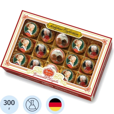 Конфеты REBER Mozart шоколадные короб с окном, 300г