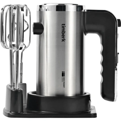 Миксер Timberk T-HM40S49, 550Вт, 5 режимов, подставка, серебристый