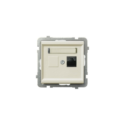 Компьютерная розетка Ospel Sonata 1-я, категория 5e, RJ-45, без рамки, бежевый