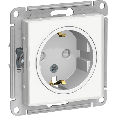 Розетка Systeme Electric AtlasDesign Art Бел с/з со шторками, 16А, механизм SE