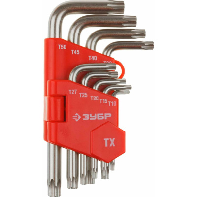Набор имбусовых коротких ключей TORX Т10-Т50, 9 шт ЗУБР МАСТЕР