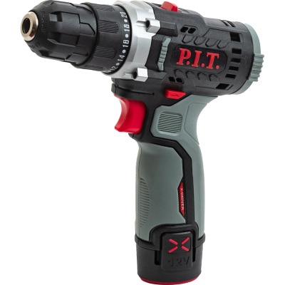 Дрель аккумуляторная P.I.T. X-DRIVER 12В, 22Нм, 10 мм, 2ск, 0-350/1350, 1x2,0Ач, ЗУ, коробка