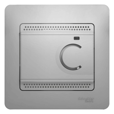 Электронный термостат теплого пола с датчиком Systeme Electric Glossa алюминий 10A