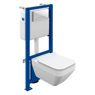 Комплект Cersanit CREA SQUARE CO DPL EO slim инсталляция LINK PRO кнопка ESTETICA пластик белый