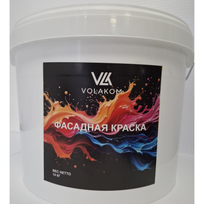 Краска ВД акриловая фасадная Volakom матовая, NCS S 3000-N (палитра серых тонов), 14 кг