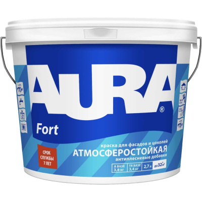 Краска Aura FACADE 2,7 л K0044 - белая, матовая, водно-дисперсионная краска для фасадов, цоколей зданий и сооружений