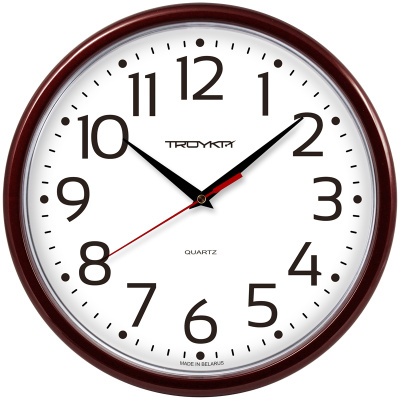 Часы настенные TROYKATIME (TROYKA) 91931912, круг, белые, коричневая рамка, 23х23х4 см